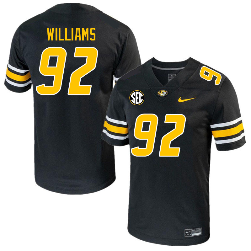 Men #92 Kristian Williams Missouri Tigers College 2023 Football Stitched Jerseys Sale-Black